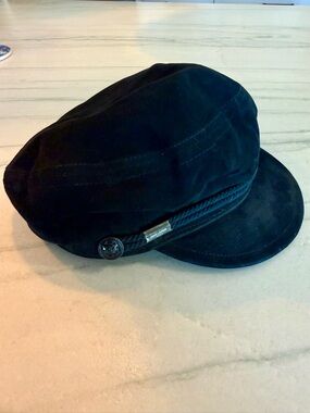 Rare Saint Laurent Paris YSL Black Lambskin Newsboy Cap EUC $895